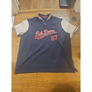 Polo Ralph Lauren Polo Shirt Mens XL Polo Bears 67 Logo Navy Blue Cotton